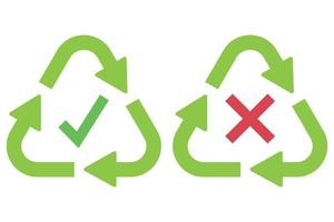 Recycle Signs Check Mark And Cross vector