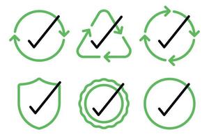 Set Of Recycle Sign Check Marks vector