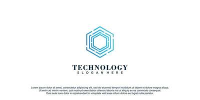 Hexagon logo with tech concept design icon vector illustration