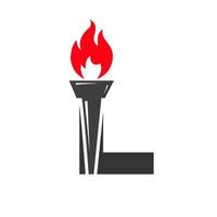 Initial Letter L Fire Torch Concept With Fire and Torch Icon Vector Symbol