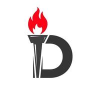 Initial Letter D Fire Torch Concept With Fire and Torch Icon Vector Symbol