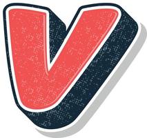 Vintage style 3d illustration of letter v vector