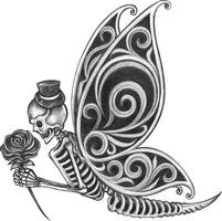 cráneo de mariposa surrealista de fantasía de arte. dibujo a mano y hacer vector gráfico.