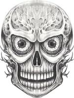 Art surreal skull. Hand drawing and make graphic vector. vector