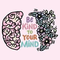 Be kind to your mind, hand lettering. vector