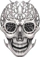 Art surreal skull. Hand drawing and make graphic vector. vector