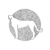 Single curly one line drawing abstract art. Cheetah is the world's fastest land mammal. Continuous line draw graphic design vector illustration of gruesome cheetah for icon, symbol, logo, boho decor