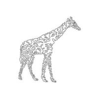 Single swirl continuous line drawing. Giraffes are the tallest land mammal. Continuous line drawing graphic design vector illustration style of giraffe's long legs for an icon, boho wall art