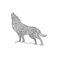 Single swirl continuous line drawing. Wolves are very intelligent creatures. Continuous line draw graphic design vector illustration style of ferocious wolf for icon, minimalism modern wall decor