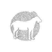 Continuous one curve line drawing. Goats are intelligent animals. Single line editable stroke vector illustration of  domestic goat for logo, wall decor, poster print decoration