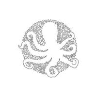 Single curly one line drawing abstract art. Octopuses are sea animals with rounded bodies. Continuous line draw graphic design vector illustration of cute octopus for icon, symbol, logo, boho poster