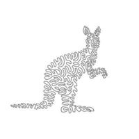 Single swirl continuous line drawing of adorable kangaroo abstract art. Continuous line draw graphic design vector illustration style of kangaroo a long tail for icon, sign, boho minimalism wall decor