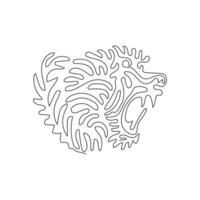 Single curly one line drawing of wild baboon abstract art. Continuous line drawing graphic design vector illustration of ferocious babbon for icon, symbol, company logo, boho poster