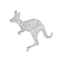 Single curly one line drawing of muscled kangaroo abstract art. Continuous line draw graphic design vector illustration of kangaroo big feet and a long tail for icon, symbol, logo, poster wall decor