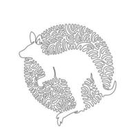 Continuous curve one line drawing of standing kangaroo abstract art in circle. Single line editable stroke vector illustration of kangaroos are large marsupials for logo, wall decor, boho poster
