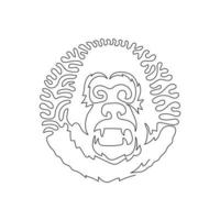 Continuous curve one line drawing art. Gorillas are stocky animals. Continuous line drawing graphic design vector illustration largest of the ape animal for icon, symbol, company logo, boho wall art