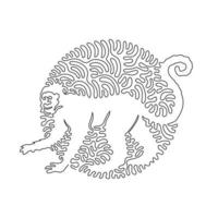 Single curly one line drawing of cute monkey abstract art. Continuous line drawing graphic design vector illustration of monkeys are highly intelligent for icon, symbol, logo, boho poster