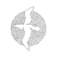 Single curly one line drawing of cute albatros abstract art. Continuous line draw graphic design vector illustration of albatross has a wide wingspan for icon, symbol, company logo, boho wall art