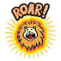 Lion with hand drawn lettering roar. vector