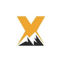 Letter X Mount Logo Vector Sign. Mountain Nature Landscape Logo Combine With Hill Icon and Template