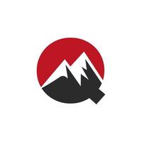 Letter Q Mount Logo Vector Sign. Mountain Nature Landscape Logo Combine With Hill Icon and Template