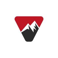 signo de vector de logotipo de montaje de letra v. el logotipo del paisaje de la naturaleza de la montaña se combina con el icono y la plantilla de la colina