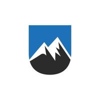signo vectorial del logotipo de montaje de la letra u. el logotipo del paisaje de la naturaleza de la montaña se combina con el icono y la plantilla de la colina vector