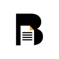 Letter B Paper Document Logo Vector Template Simple Concept