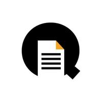 Letter Q Paper Document Logo Vector Template Simple Concept