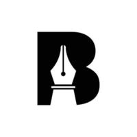 Initial Letter B Pen Nib Icon For Education Logo and Law Symbol Vector Template Based Alphabet