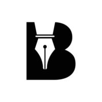 Initial Letter B Pen Nib Icon For Education Logo and Law Symbol Vector Template Based Alphabet