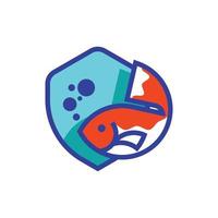 icono escudo pez logo vector