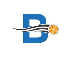 letra inicial b logotipo de restaurante de café con plantilla de vector de concepto de pizza