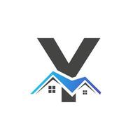 letra inicial y logotipo de bienes raíces con techo de construcción de viviendas para inversión y plantilla de negocios corporativos vector