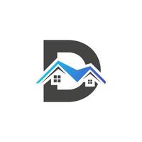 Initial Letter D Real Estate Logo With House Building Roof For Investment and Corporate Business Template vector