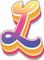 Colorful 3d illustration of letter l vector