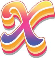 Colorful 3d illustration of letter x vector