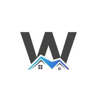 Initial Letter W Real Estate Logo With House Building Roof For Investment and Corporate Business Template vector