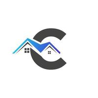 Initial Letter C Real Estate Logo With House Building Roof For Investment and Corporate Business Template vector