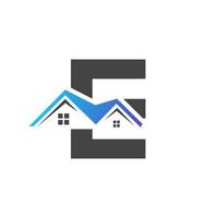 Initial Letter E Real Estate Logo With House Building Roof For Investment and Corporate Business Template vector