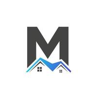 Initial Letter M Real Estate Logo With House Building Roof For Investment and Corporate Business Template vector