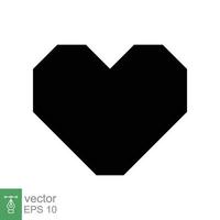 icono del corazón estilo plano sencillo. logo de amor, sentimiento, romance, decoración de maleza, como, concepto de emoción. silueta negra, símbolo de glifo. diseño de ilustración vectorial aislado sobre fondo blanco. eps 10. vector