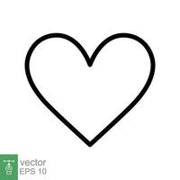 icono del corazón estilo de esquema simple. logo de amor, sentimiento, romance, decoración de maleza, como, concepto de emoción. símbolo de línea delgada negra. diseño de ilustración vectorial aislado sobre fondo blanco. eps 10. vector