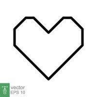 icono del corazón estilo de esquema simple. logo de amor, sentimiento, romance, decoración de maleza, como, concepto de emoción. símbolo de línea delgada negra. diseño de ilustración vectorial aislado sobre fondo blanco. eps 10. vector