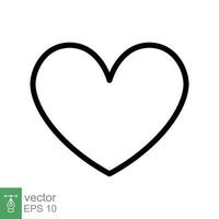 icono del corazón estilo de esquema simple. logo de amor, sentimiento, romance, decoración de maleza, como, concepto de emoción. símbolo de línea delgada negra. diseño de ilustración vectorial aislado sobre fondo blanco. eps 10. vector