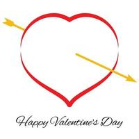 Red heart with arrow. Romantic love symbol of valentine day. Vector illustration