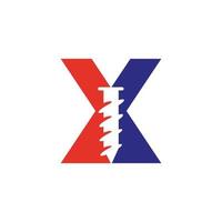 plantilla de logotipo de tornillo de letra x para diseño de símbolo de ferretería de construcción vector
