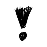 Hand drawn exclamation mark symbol. Black sketch exclamation mark symbol on white background. Vector illustration
