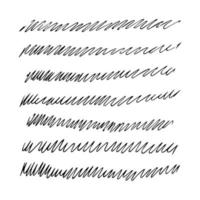 Set of doodle style various wavy lines and strokes. Black hand drawn design elements on white background. Vector illustration