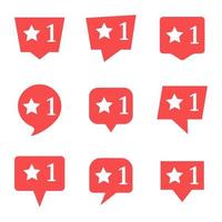 Set of nine notifications in social media with star. Vector illustration.
